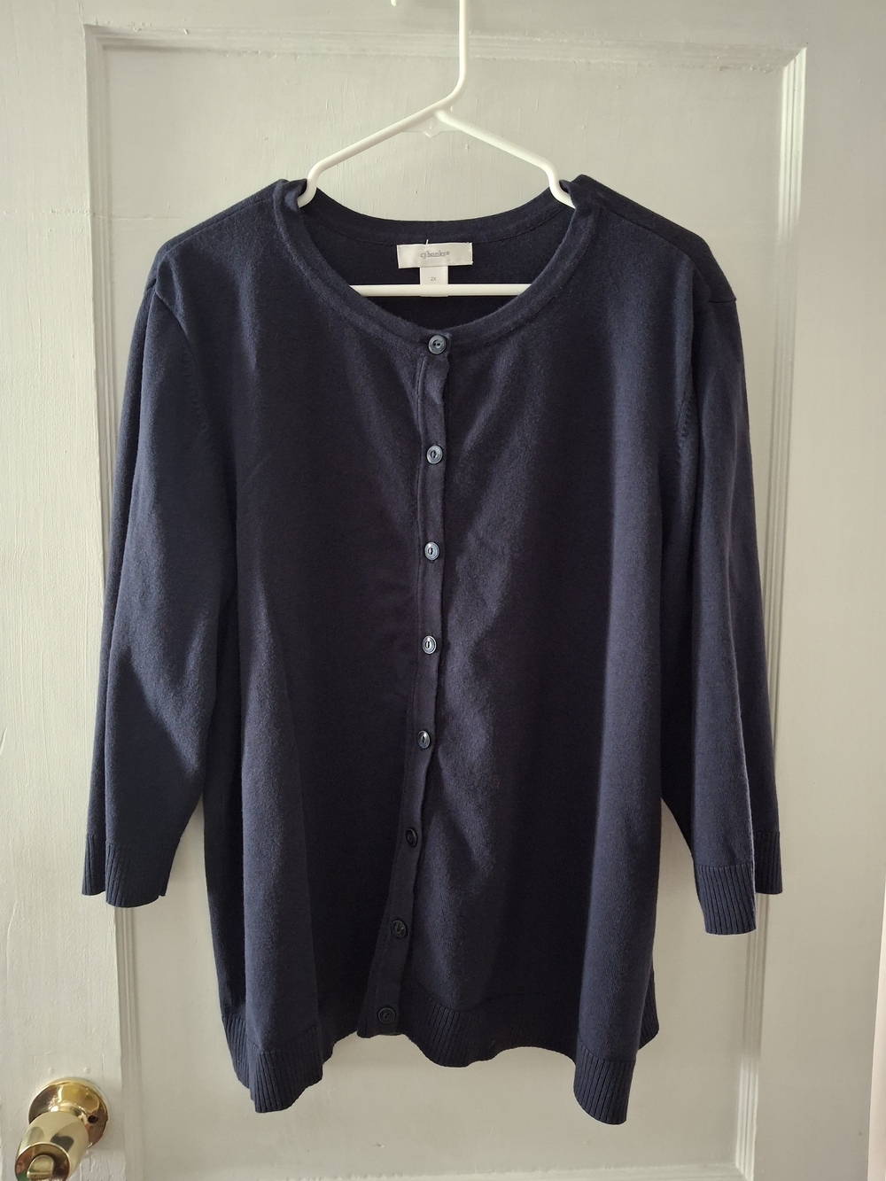 CJ Banks Navy Button-Front Cardigan